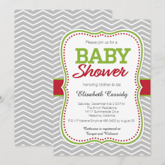 Noël Vacances Chevron Baby shower Invitation