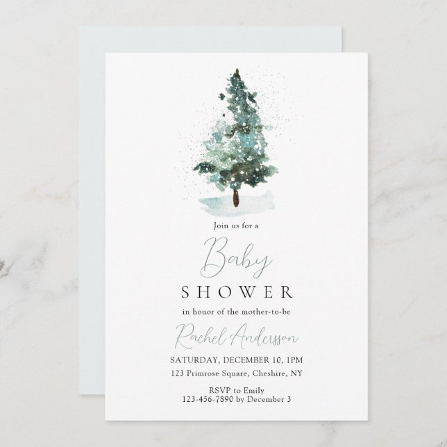 Noël Vacances d'hiver Baby shower Invitation (Devant / Derrière)