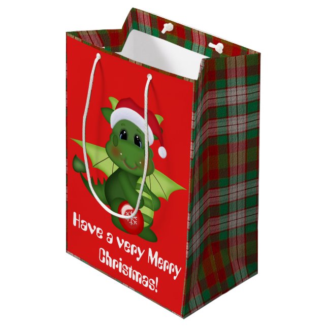 Noël Vacances Dragon Enfants sac cadeau (Devant Angle)