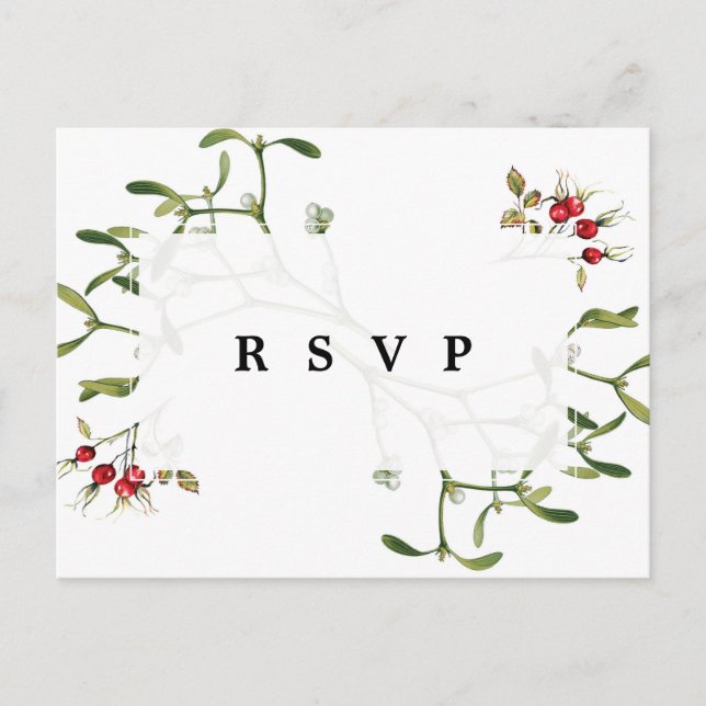 noël vacances hiver mariage rsvp carte postale (Devant)