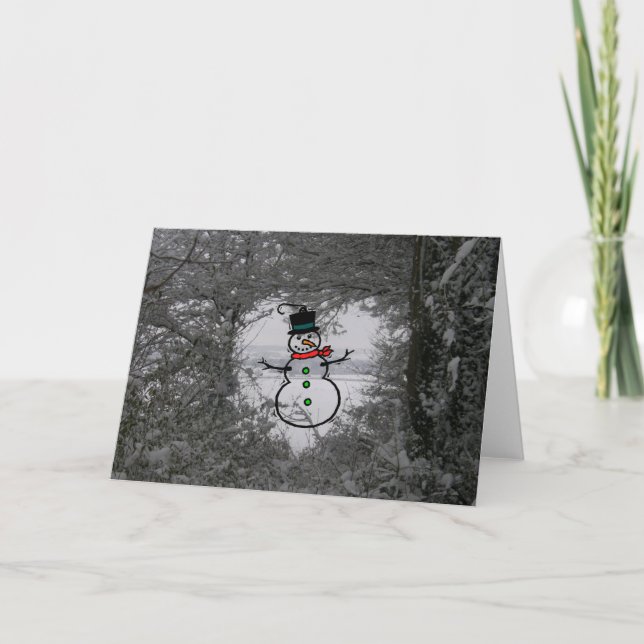 Noël Vacances hiver Photo neige Carte Snowman (Devant)