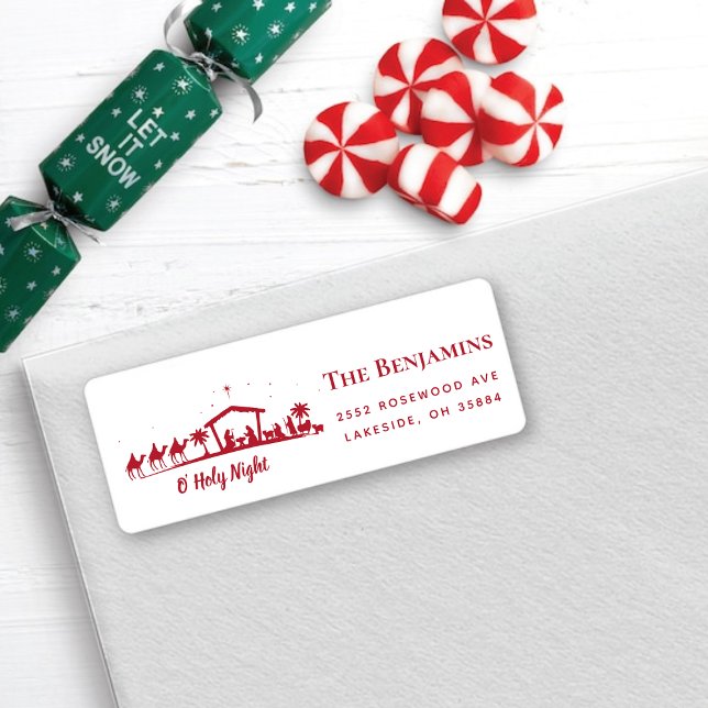 Noël Vacances Nativité Retour Adresse Label (Christmas Holiday Nativity Return Address Label)