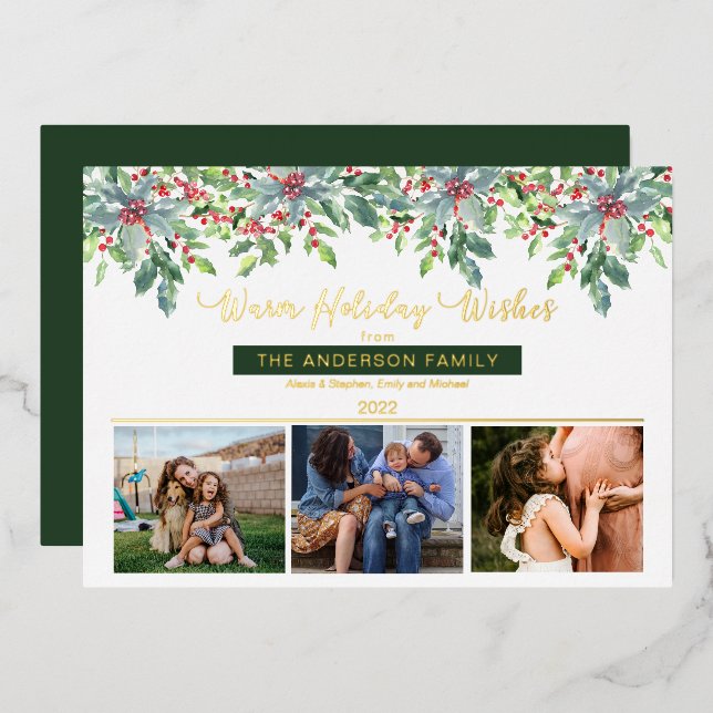 Noël Verdure Vacances Chaleureuses Voeux 3 Photo (Recto/Verso)