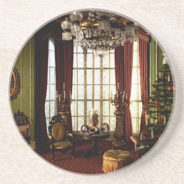 Noël victorien - Dessous de verre de grès (Devant)