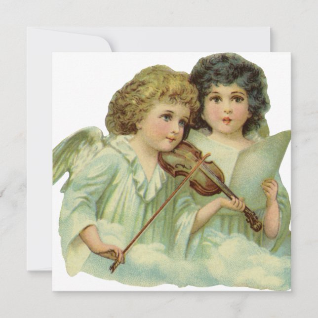 Noël Vintage, Anges Victoriens Invitation (Devant)