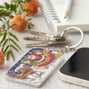 Noël vintage, joyeux Père Noël avec traîneau