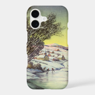 Noël Vintage, Lac gelé avec patineurs sur glace