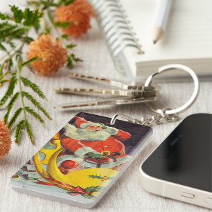 Noël vintage, le Père Noël dans un vaisseau spatia