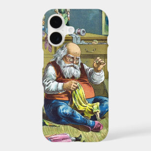Noël vintage, le Père Noël fabriquant des poupées