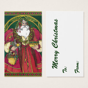 Noël vintage, Père Noël avec feuilles de houx