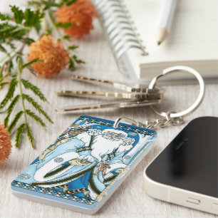 Noël vintage, Père Noël bleu avec boule à neige