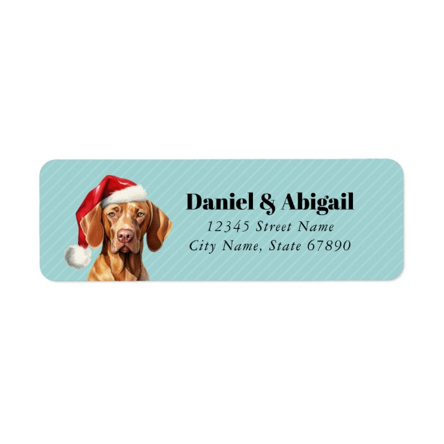 Noël Vizsla Chien Retour Adresse Étiquettes (Devant)