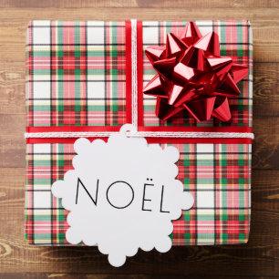 Noël white and black minimalist typography elegant ornament card