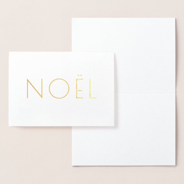 Noël white and gold minimalist typography elegant foil card (Display)