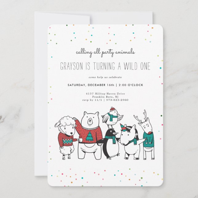 Noël Wild Une fête Invitation animale (Devant)