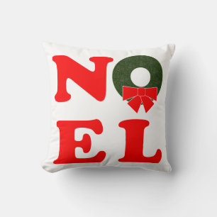NOEL Wreath Christmas  Throw Pillow
