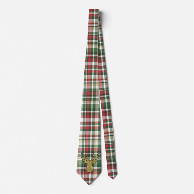 Noël XMAS Plaid Tartan Mens robe Cravate (Devant)