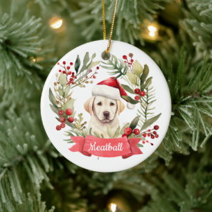 Noël YellowLab Ornement céramique personnalisée
