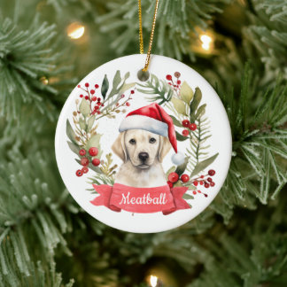 Noël YellowLab Ornement céramique personnalisée