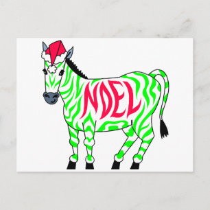 Noel Zebra Holiday Postcard
