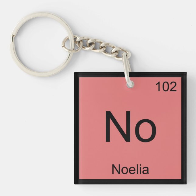 Noelia Name Chemistry Element Periodic Table Keychain (Front)