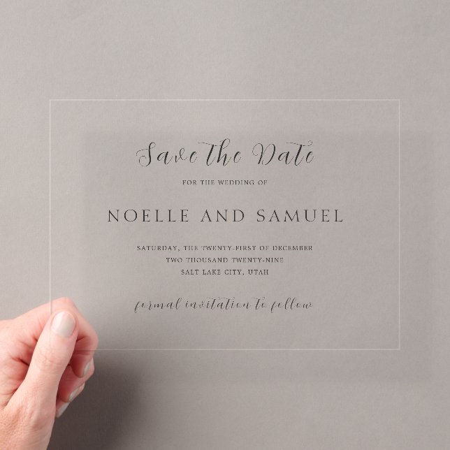 Noelle Elegant Wedding Save the Date Acrylic Invitations (Insitu (Handheld))