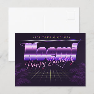 Noemi Name Vorname lila Postkarte Geburtstag Postcard
