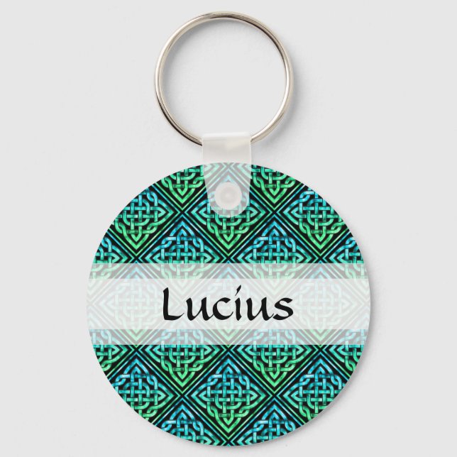 Noeud celtique personnalisé - Porte-clés bleu-vert (Recto)