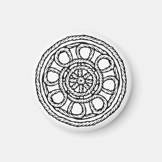Noeud de corde noir et blanc Aimant cercle celtiqu (Devant)