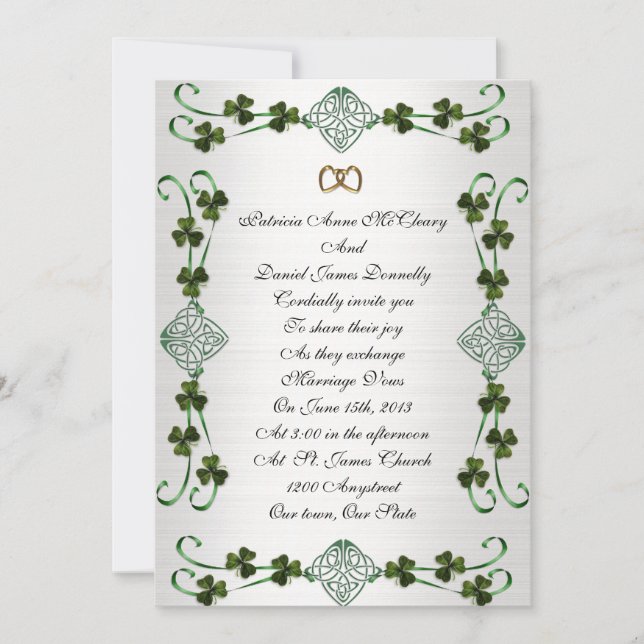 noeud d'unité de faire-part de mariage irlandais (Devant)