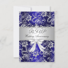 Noeud floral bleu RSVP 25e anniversaire de mariage