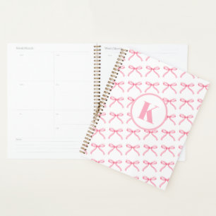 Nœud Rose Personnalisé Coquette Monogramme Prépa