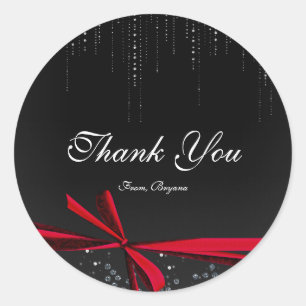 Nœud ruban rouge et noir Strass Stickers Bling