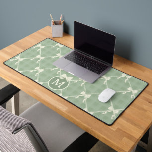 Nœuds Coquette Gingham Monogramme Crème Vert Sauge