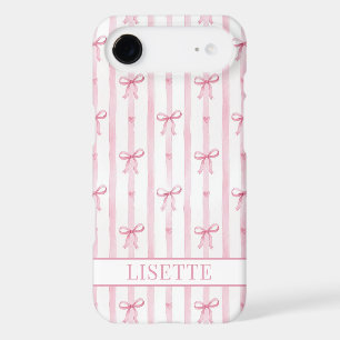 Nœuds Coquette Rayés Rose Élégants Monogrammés