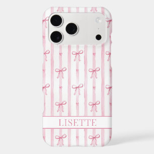 Nœuds Coquette Rayés Rose Élégants Monogrammés