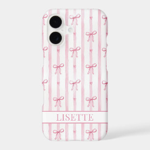 Nœuds Coquette Rayés Rose Élégants Monogrammés