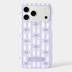 Nœuds Coquette Violets sur Monogramme à Rayures