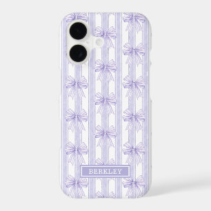 Nœuds Coquette Violets sur Monogramme à Rayures