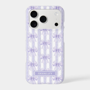 Nœuds Coquette Violets sur Monogramme à Rayures