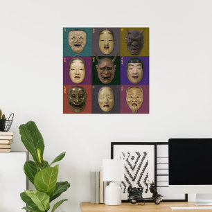 Noh masks colection poster