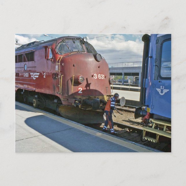 NOHAB diesel when coupled in front of Sweden train Postcard (Front)