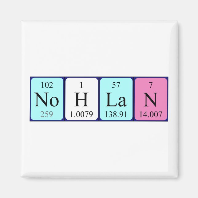 Nohlan periodic table name magnet (Front)