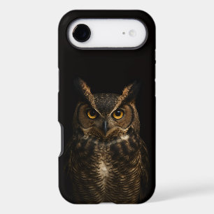 Noir 4 Luxe iPhone 17 Air, Chouette aux Yeux Dorés