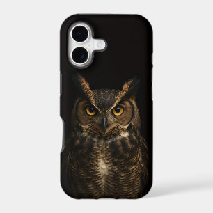 Noir 4 Luxe iPhone 17 Mate, Chouette Œil Doré