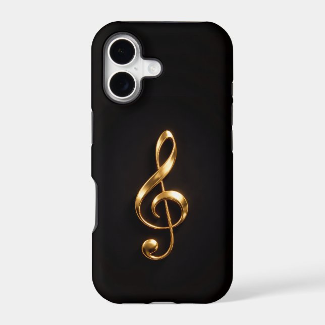 Noir 4 Luxe iPhone 17 Mate, Clé de Sol Dorée (Verso)