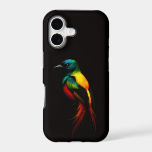 Noir 4 Luxe iPhone 17 Mate, Oiseau tropical arc-en