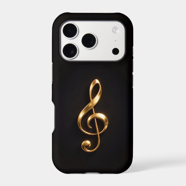 Noir 4 Luxe iPhone 17 Pro, Clé de Sol Dorée (Verso)