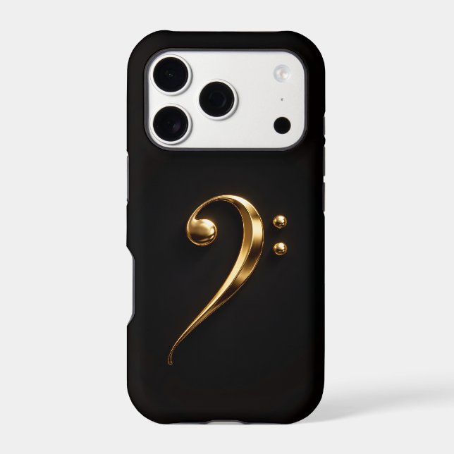 Noir 4 Luxe iPhone 17 Pro, Clé de Sol Dorée (Verso)