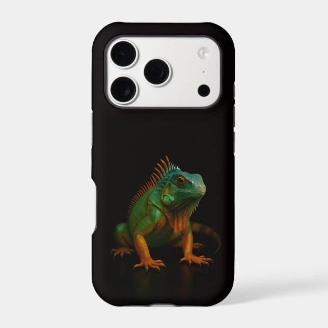 Noir 4 Luxe iPhone 17 Pro, Iguane Vert (Verso)